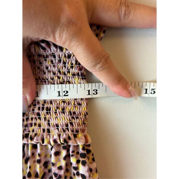 Nanette Lepore Leopard Smocked Waist Sleeveless Midi Dress Sz 12 - Picture 9 of 10